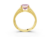 Yellow gold Fancy Pink Asscher  Cut Split Shank Pave Diamond Ring with Four-Prong Setting_21