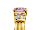Yellow gold Fancy Pink Asscher  Cut Three-Stone Channel Set Ring with Bar Prongs_5