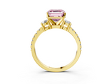 Yellow gold Fancy Pink Asscher  Cut Three-Stone Diamond Pavé Band with Prong Setting_20