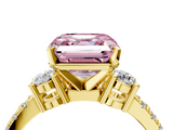 Yellow gold Fancy Pink Asscher  Cut Three-Stone Diamond Pavé Band with Prong Setting_21