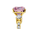 Yellow gold Fancy Pink Asscher  Cut Three-Stone Diamond Pavé Band with Prong Setting_22