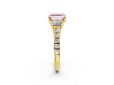 Yellow gold Fancy Pink Asscher  Cut Three-Stone Diamond Pave Band with Prong Setting_53