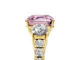 Yellow gold Fancy Pink Asscher  Cut Three-Stone Diamond Pave Band with Prong Setting_56
