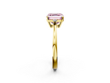 Yellow gold Fancy Pink Asscher  Cut Three-Stone Solitaire Ring with Round Accent Diamonds and Four-Prong Setting_39