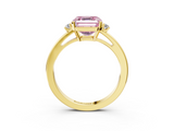 Yellow gold Fancy Pink Asscher  Cut Three-Stone Solitaire Ring with Round Accent Diamonds and Four-Prong Setting_40