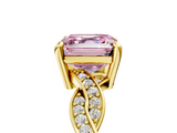 Yellow gold Fancy Pink Asscher  Cut Twisted Pavé Band Solitaire Ring with Four-Prong Setting_5