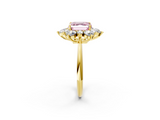 Yellow gold Fancy Pink Asscher  Diamond Cluster Halo Ring with Solitaire Band and Four-Prong Setting_2