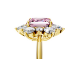 Yellow gold Fancy Pink Asscher  Diamond Cluster Halo Ring with Solitaire Band and Four-Prong Setting_5