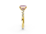 Yellow gold Fancy Pink Asscher  Diamond Cluster Prong-Set Solitaire Ring_2