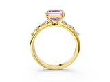 Yellow gold Fancy Pink Asscher  Diamond Cluster Prong-Set Solitaire Ring_3