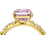Yellow gold Fancy Pink Asscher  Diamond Cluster Prong-Set Solitaire Ring_4