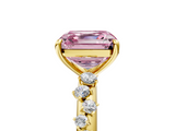 Yellow gold Fancy Pink Asscher  Diamond Cluster Prong-Set Solitaire Ring_5
