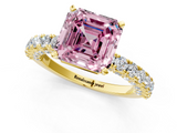 Yellow gold Fancy Pink Asscher  Diamond Pavé Band Solitaire Ring with Four-Prong Setting_1
