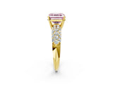 Yellow gold Fancy Pink Asscher  Diamond Pavé Band Solitaire Ring with Four-Prong Setting_47