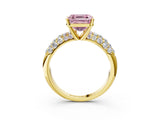 Yellow gold Fancy Pink Asscher  Diamond Pavé Band Solitaire Ring with Four-Prong Setting_48