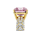 Yellow gold Fancy Pink Asscher  Diamond Pavé Band Solitaire Ring with Four-Prong Setting_50