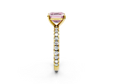 Yellow gold Fancy Pink Asscher  Diamond Pavé Band Solitaire with Four-Prong Setting_2