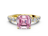 Yellow gold Fancy Pink Asscher  Diamond Pavé Band Solitaire with Four-Prong Setting_36