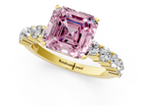 Yellow gold Fancy Pink Asscher  Diamond Pavé Band Solitaire with Four-Prong Setting_37
