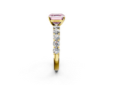 Yellow gold Fancy Pink Asscher  Diamond Pavé Band Solitaire with Four-Prong Setting_38