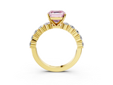 Yellow gold Fancy Pink Asscher  Diamond Pavé Band Solitaire with Four-Prong Setting_39