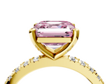 Yellow gold Fancy Pink Asscher  Diamond Pavé Band Solitaire with Four-Prong Setting_4