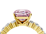 Yellow gold Fancy Pink Asscher  Diamond Pavé Band Solitaire with Four-Prong Setting_40