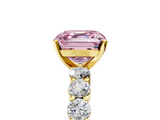 Yellow gold Fancy Pink Asscher  Diamond Pavé Band Solitaire with Four-Prong Setting_41