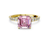 Yellow gold Fancy Pink Asscher  Diamond Pavé Band with Six-Prong Setting_19