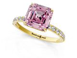 Yellow gold Fancy Pink Asscher  Diamond Pavé Band with Six-Prong Setting_20