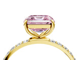Yellow gold Fancy Pink Asscher  Diamond Pavé Band with Six-Prong Setting_23
