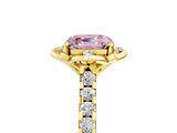 Yellow gold Fancy Pink Asscher  Diamond Pave Band with Floral Prong Setting_32