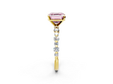 Yellow gold Fancy Pink Asscher  Diamond Prong Set Engagement Ring with Pave Band_19
