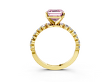 Yellow gold Fancy Pink Asscher  Diamond Prong Set Engagement Ring with Pave Band_20