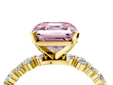 Yellow gold Fancy Pink Asscher  Diamond Prong Set Engagement Ring with Pave Band_21