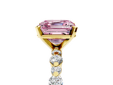 Yellow gold Fancy Pink Asscher  Diamond Prong Set Engagement Ring with Pave Band_22