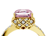 Yellow gold Fancy Pink Asscher  Diamond Solitaire Ring with Shared Prong Pavé Band_32