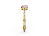 Yellow gold Fancy Pink Asscher  Diamond Solitaire with Pave Band and Six-Prong Setting_56