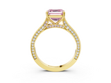 Yellow gold Fancy Pink Asscher  Diamond Solitaire with Pave Band and Six-Prong Setting_57