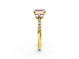 Yellow gold Fancy Pink Asscher  Diamond Three-Stone Pave Band with Four-Prong Setting_19