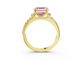 Yellow gold Fancy Pink Asscher  Diamond Three-Stone Pave Band with Four-Prong Setting_20