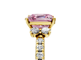 Yellow gold Fancy Pink Asscher  Diamond Three-Stone Pave Band with Four-Prong Setting_22