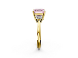 Yellow gold Fancy Pink Asscher  Diamond Three-Stone Ring with Trapezoid Side Stones and Prong Setting_53