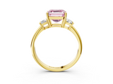 Yellow gold Fancy Pink Asscher  Diamond Three-Stone Ring with Trapezoid Side Stones and Prong Setting_54
