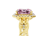 Yellow gold Fancy Pink Asscher  Halo Diamond Engagement Ring with Filigree Band and Four-Prong Setting_74