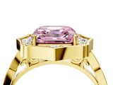 Yellow gold Fancy Pink Asscher  Halo Diamond Engagement Ring with Milgrain Band and Four-Prong Setting_32