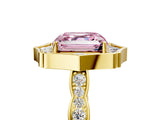 Yellow gold Fancy Pink Asscher  Halo Diamond Engagement Ring with Milgrain Band and Four-Prong Setting_33