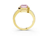 Yellow gold Fancy Pink Asscher  Halo Diamond Engagement Ring with Pavé Band and Four-Prong Setting_43