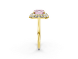 Yellow gold Fancy Pink Asscher  Halo Diamond Engagement Ring with Solitaire Band and Four-Prong Setting_19