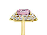 Yellow gold Fancy Pink Asscher  Halo Diamond Engagement Ring with Solitaire Band and Four-Prong Setting_22